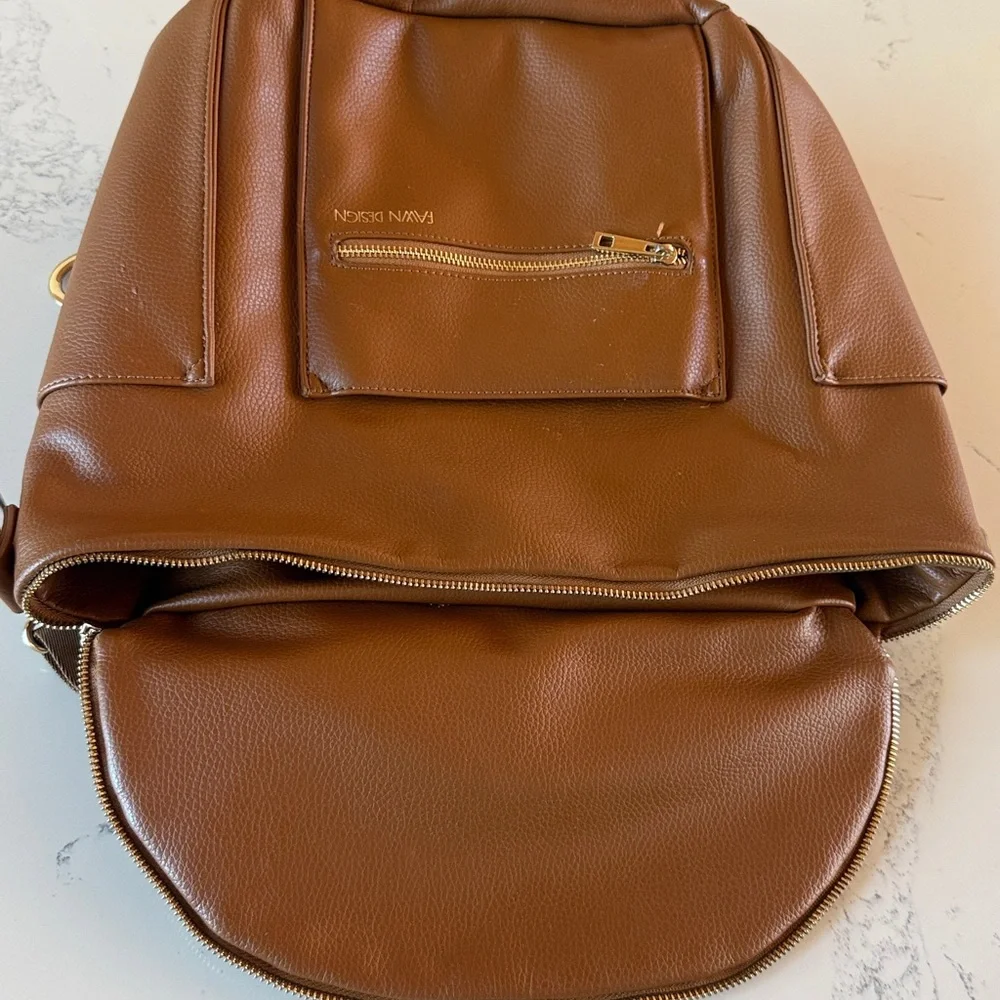 FAWN The Original Diaper Bag Backpack - Brown/ Cognac Color